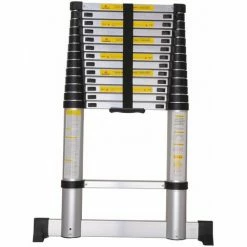 Varan Motors - DLT213B-2019 ALUMINIUM ANLEGELEITER TELESKOPLEITER 4,1M 14 SPROSSEN LEICHT UND PLATZSPAREND