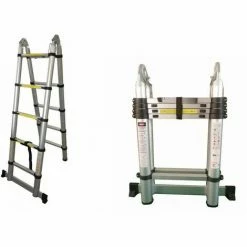 Varan Motors - DLT705B ALUMINIUM ANLEGELEITER TELESKOPLEITER 3,2M 10 SPROSSEN LEICHT UND PLATZSPAREND